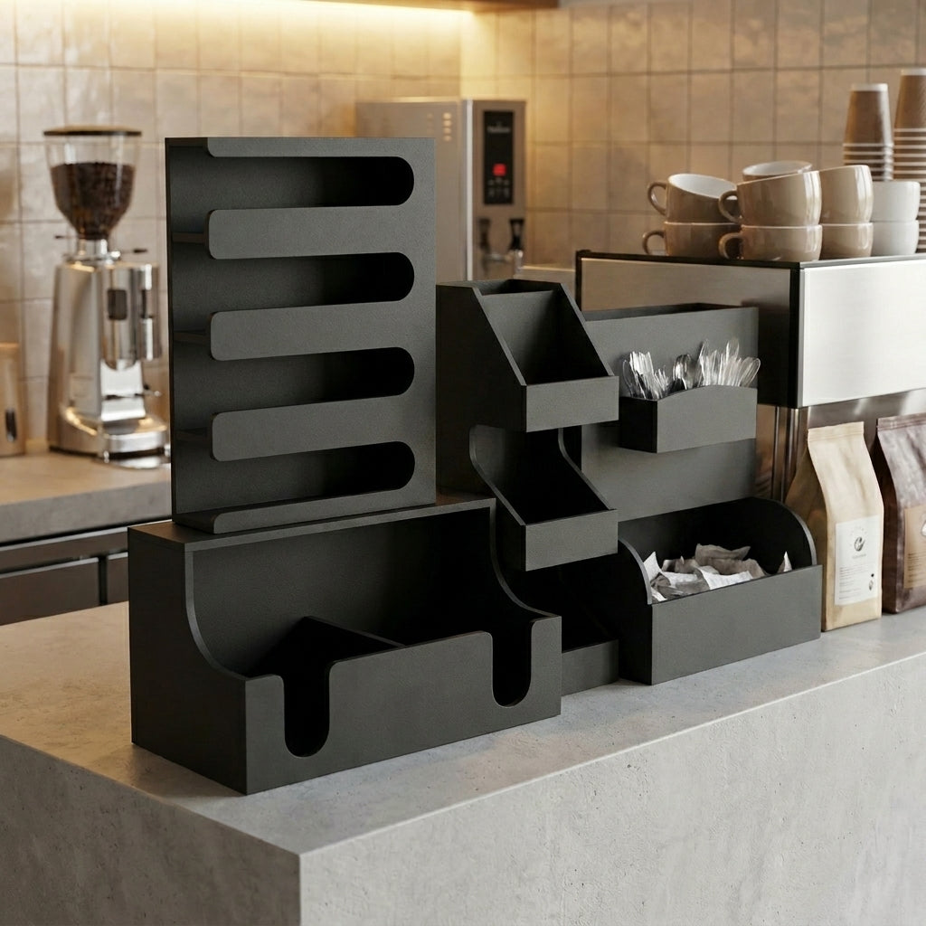 Organisateur cafétéria 3 partie + destributeur de sucre